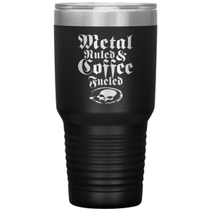 Metal Ruled & Coffee Fueled Tumbler (30 oz)
